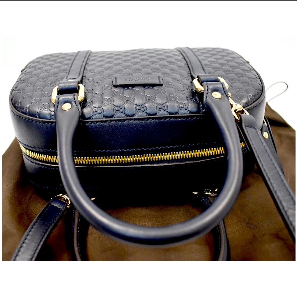 🆕💯% Auth Gucci Navy Blue Satchel Microguccissima Bag - Picture 12 of 15